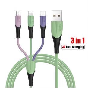 ( 88-39-04 ) 3 In 1 Liquid Silicone USB Cable Fast