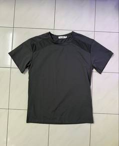 Dark Grey Minimal Tee Korean Casual Style