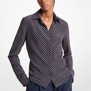 Giorgio Armani Silk Polka Dot Long Sleeve Women's
