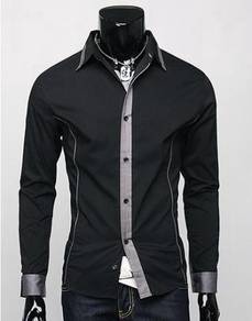 A0538 GENTLEMAN BLACK BUSINESS SHiRT KEMEJA HITAM
