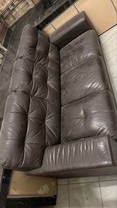 Sofa Kulit Asli 2+3 Seater - Warna Coklat Gelap