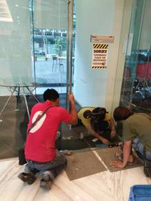 PEMASANG GLASS WALL l dinding kaca 12mm clear l