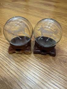 Pair of 3D Horse Engraved Glass Spheres (50mm)