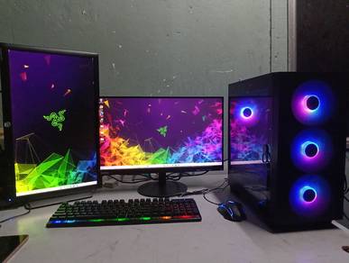 PC gaming fullest with 2 monitr 22inch plug n play