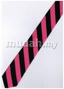 Pink Black Striped Formal Korean Slim Neck Tie