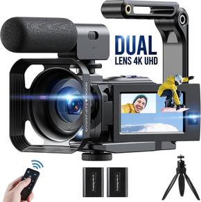 CAMWORLD 4K 56MP Dual Lens Video Camera Camcorder