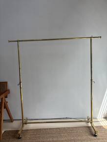 Adjustable Brass Garment Rack on Wheels