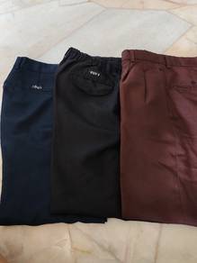 Seluar sekolah menengah biru gelap, hitam, brown