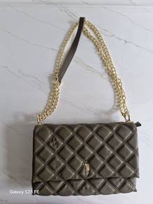 Polo Quilted Chain Shoulder Bag - Olive Green