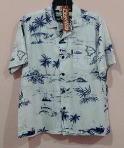 Rare shortsleeve kemeja hawaii button kayu