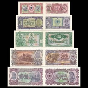Albania banknotes set of 5 pieces Year 1957