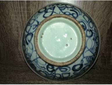 A large blue-and-white porcelain bowl 晚清时期老物件