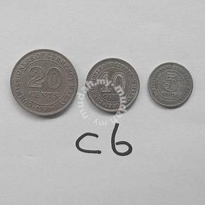 Malaya coins king 1950 20 10 5 cents 3 pcs vf C6