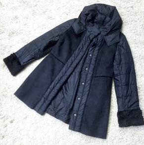 Black Suede & Nylon Winter Trend Coat