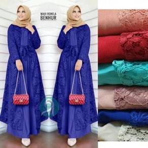 Muslimah Ronela maxi dress long sleeve mint grey