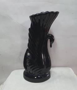 Vintage Black Swan Ceramic Vase