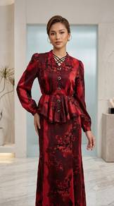 Dress Peplum Maroon preloved 