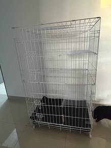 Foldable Cat Cage (3/4 Level White Size XXL)