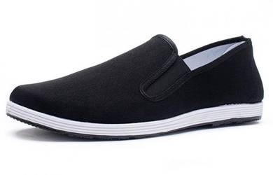 M0268 Black Loafer Men Canvas Slip On Casual Shoes