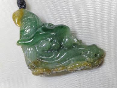 Icy Yellow & Green Jadeite Bird & Flower Pendant