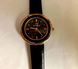 Elysian Quartz Round Black Dial Watch