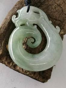 Ice Green Type A Burma Jadeite Jade Dragon Pendant