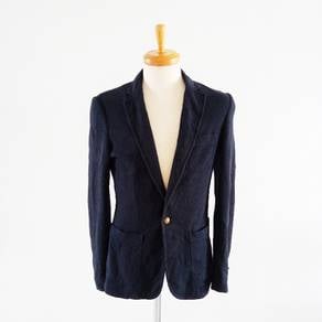 Zara man slim fit cotton texture black blazer