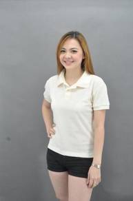 GIRL White Polo T-Shirt Shirt Cotton Kosong Plain
