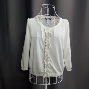 Burberry Blue Label Lace Buttons Down White Cardig