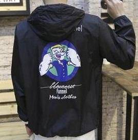A3039 POPEYE HOODiE BLACK SWEATER ULTRATHIN JACKET