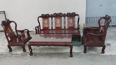 YD71A Kerusi Kayu Ros 5 Pieces Rose Wood Sofa Set