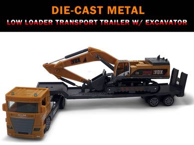 Low Loader Transport Trailer w/ Excavator Truck