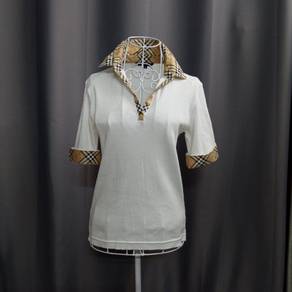 BURBERRY Nova Checked Collar And Sleeve Top