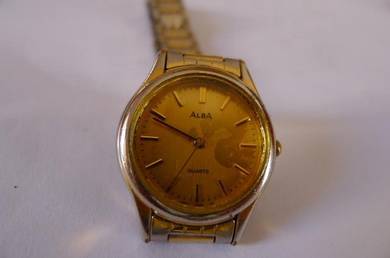 Alba Quartz Small Gold-Plated Dial Watch