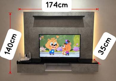 Modern TV Cabinet with LED Lights & Built-in Power