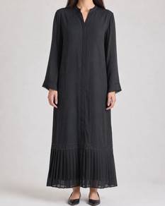 Black Pleated Modest Dress