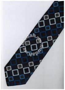 EDB16 Blue White Box Striped Formal Neck Tie