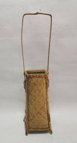 Vintage Japanese woven bamboo ikebana basket With