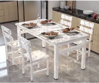 Meja Makan set 4 kerusi design marble