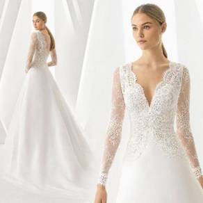 White long sleeve wedding bridal dress gown RB1960