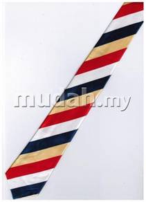 Red Yellow Blue White Striped Korean Slim Neck Tie