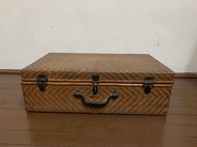Vintage mid-century Asian woven rattan and bamboo