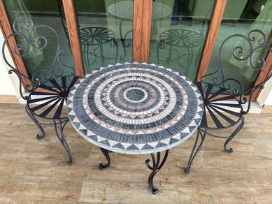 Beautiful Wrought Iron Patio Set, 1 Table 2 Chairs