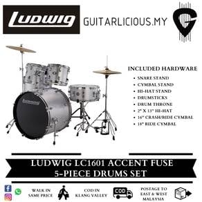 Ludwig LC1601 Accent Fuse 5-Piece DrumsSet-Silver