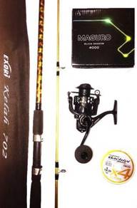 Maguro black shadow 4000 combo kelah rod