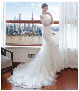 White long sleeve wedding bridal dress gown RB1715