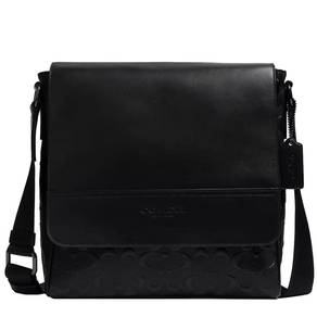Coach Houston Map Bag In Signature Leather Black