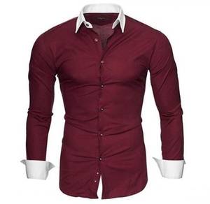B5120 DARK RED FORMAL CASUAL LONG SLEEVE SHiRT