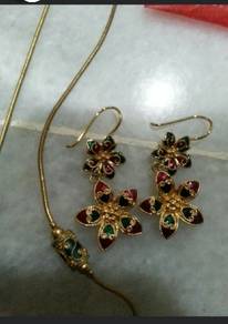 Plated gold Chain & Earring