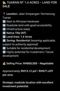 Residential Land in Tuaran, SBH